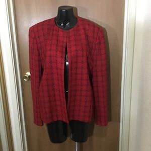 Women's Karen Scott Red & Black Multi-Color Striped Jacket Size 16